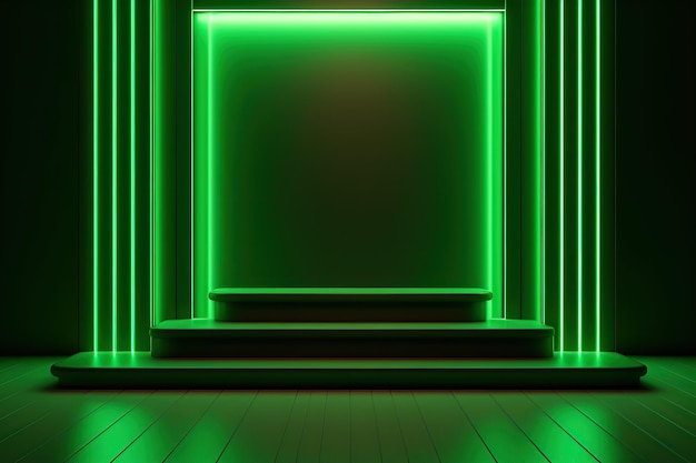 Podio con neon verde Ai art