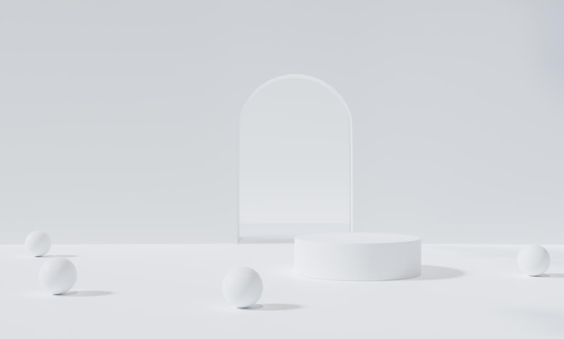 Podio con supporto colorato o piedistallo del podio su display pubblicitario con rendering 3D di sfondi vuoti