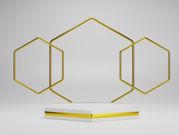 Podio d'oro. esposizione del prodotto. rendering 3d