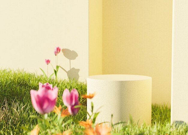 podio da giardino di tulipani