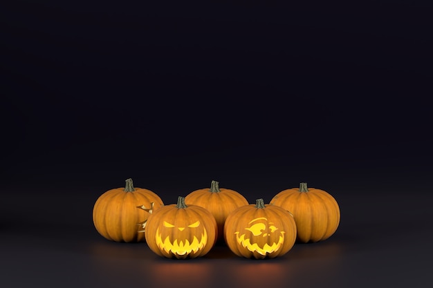 Podio del fondo della zucca di Halloween con espressione