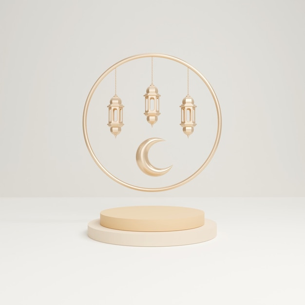 Podio del Ramadan con lampade decorative