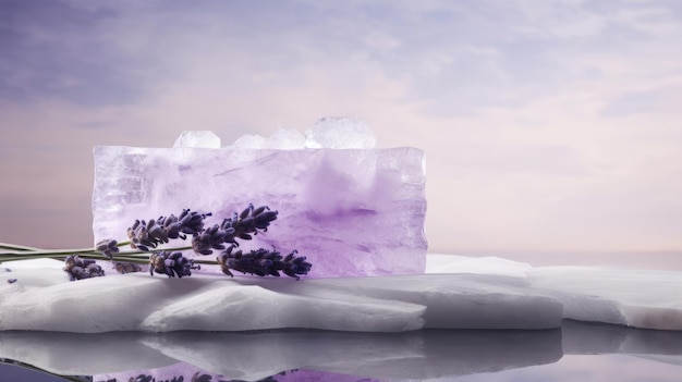 Podio di ghiaccio liscio con atmosfera rilassante ideale per la vetrina di prodotti per il benessere