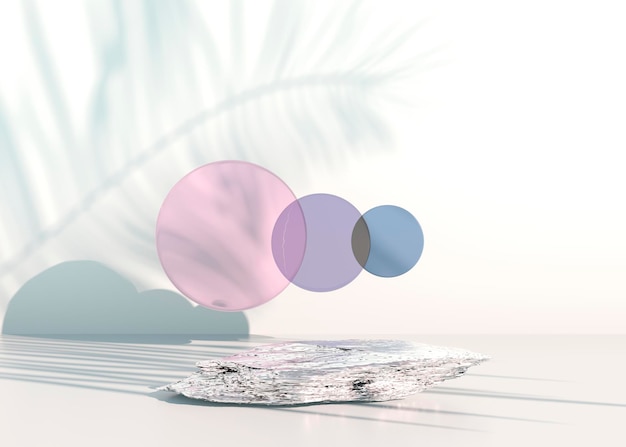 Podio in pietra su sfondo pastello per la visualizzazione del prodotto Vuoto per il rendering 3d di design mockup