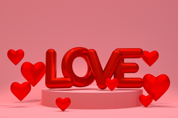 Podio minimal abstract Heart balloon background for Love