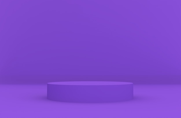 Podio prodotto viola con cerchio vuoto in stile minimale per il posizionamento del prodotto - rendering 3d, illustrazione 3d