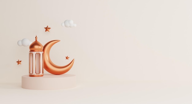 Podio realistico per il design dello sfondo di temi ramadan