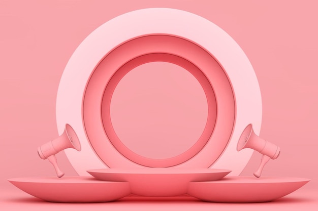 Podio rosa e sfondo astratto minimo 3d rendering geomet