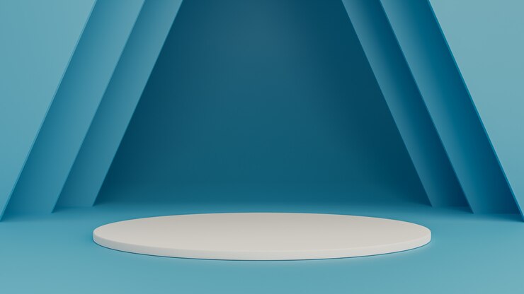 Podio sull'azzurro. Rendering 3D