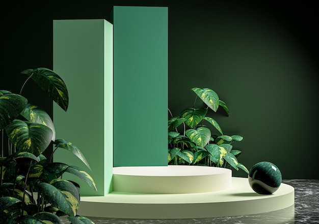 Podio verde 3D per il mockup del prodotto