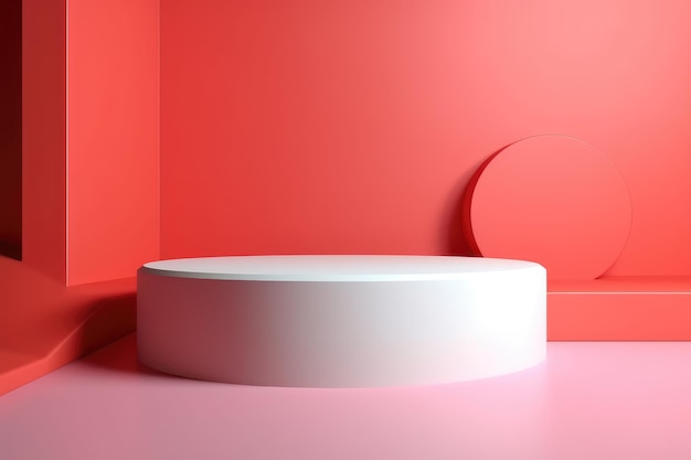 podio vuoto minimo astratto con colori vivaci per visualizzare i prodotti su un'area grafica rialzata