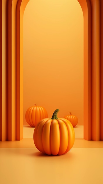 Podium arancione per la vendita di Halloween promozione o prodotto Ritratto Halloween scena minima Podium 3D