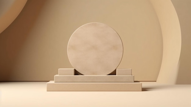 Podium con figura geometrica in cemento per mostrare il prodotto