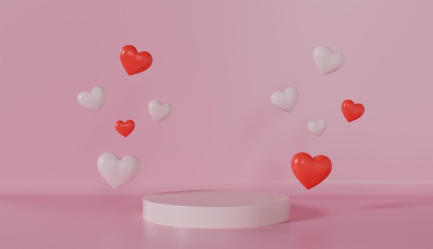 Podium Cuore amore su sfondo di colore pastello