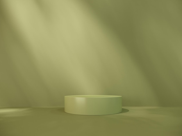 Podium di esposizione su uno sfondo architettonico luminoso con ombre sulla parete