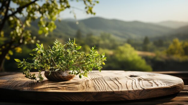 Podium di legno in un'esposizione agricola per il cibo