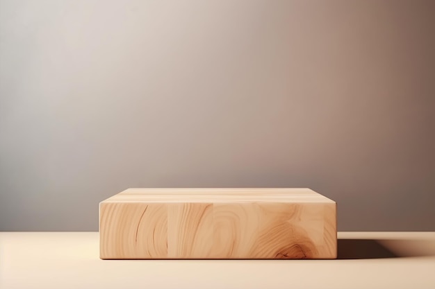 Podium in legno per l'esposizione di prodotti su tavolo in legno