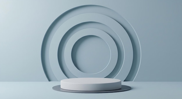 Podium minimalista con sfondo circolare
