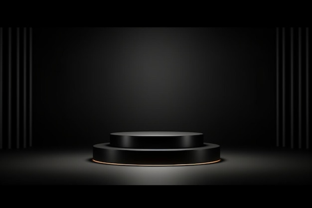 Podium nero scuro sfondo 3D piattaforma di prodotto di presentazione di scena vuota piedistallo minimo