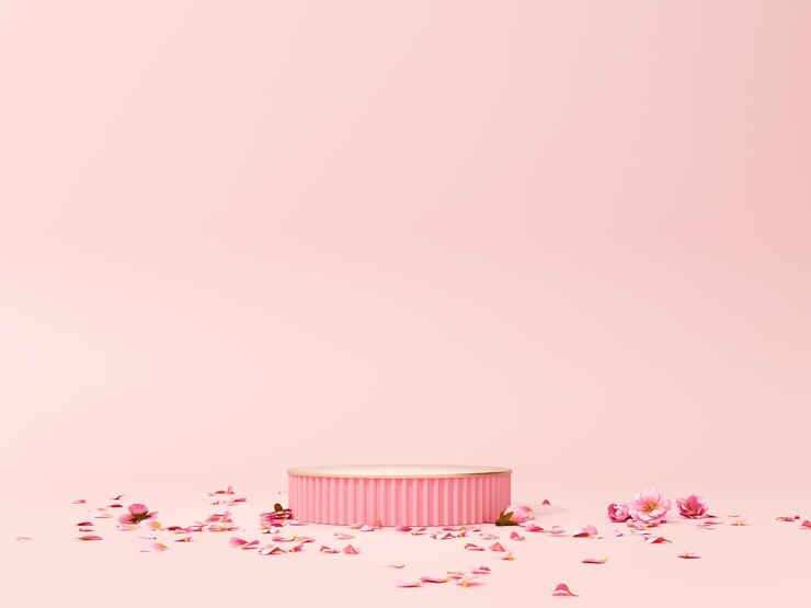 Podium premium su sfondo rosa biglietto di auguri per il giorno di San Valentino 3d render