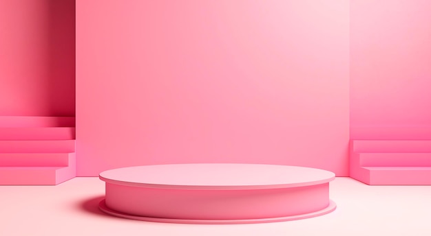 Podium rosa su sfondo rosa St. Valentino concept banner per biglietto di auguri