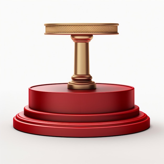 Podium rotondo rosso un piedistallo vuoto isolato d rendering