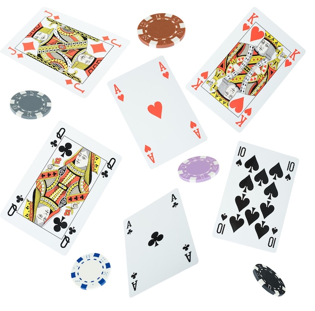 Poker carte da gioco gioco d'azzardo e concetto di scommesse