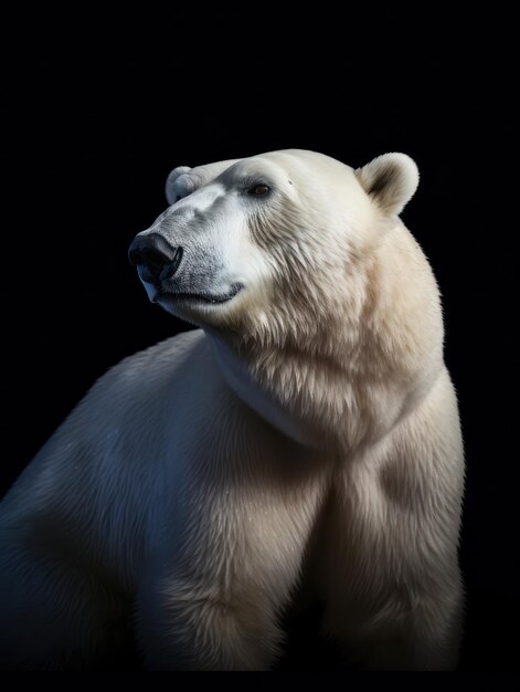Polar Bear Studio Shot Isolato su uno sfondo nero chiaro Generativa AI