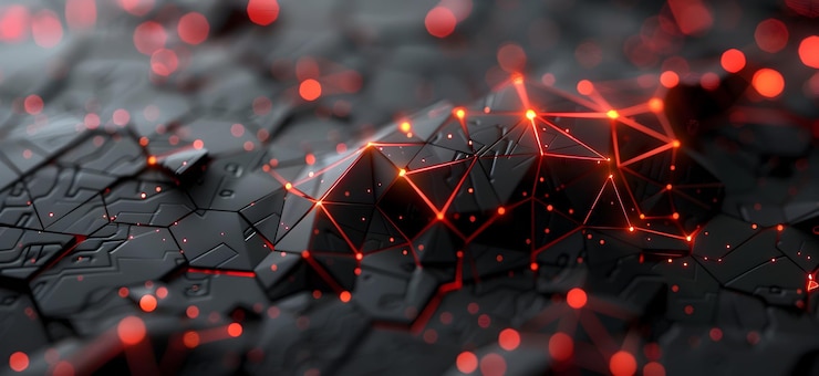 Foto poligono nero astratto luce rossa progettazione tecnologica futuristica illustrazione vettoriale di sfondo