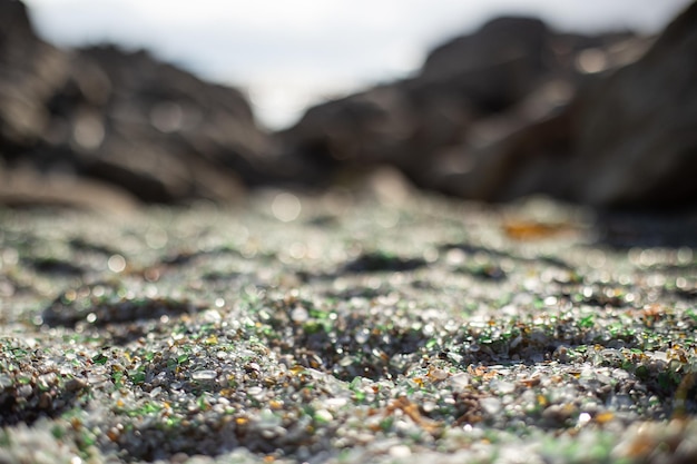 Polito erosione rifiuti danni ecologici è un luogo famoso per l'ambiente non riciclare sabbia Costa da morte oceano è chiamato come Galifornia sfondo di consistenza con modello astratto e nessuna gente