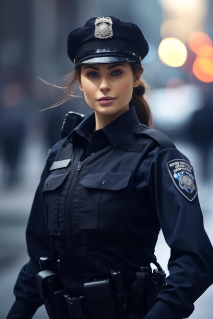 poliziotta in una strada della città AI generativa