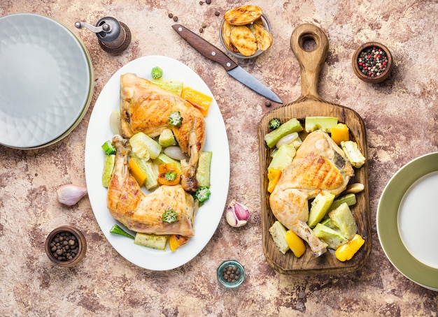 Pollo al forno con zucchine