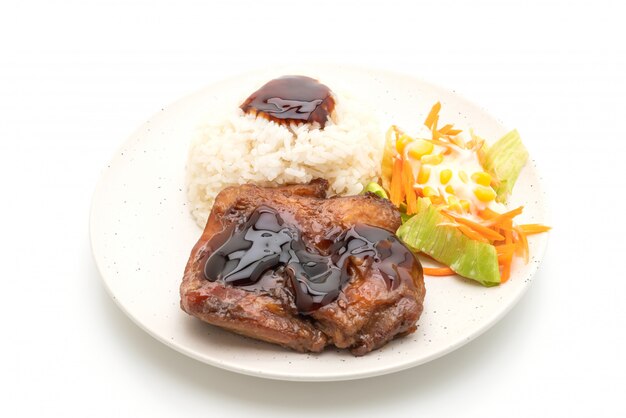 pollo alla griglia con salsa teriyaki e riso