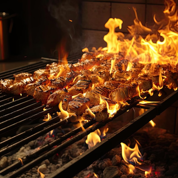 Pollo alla griglia su una griglia a carbone