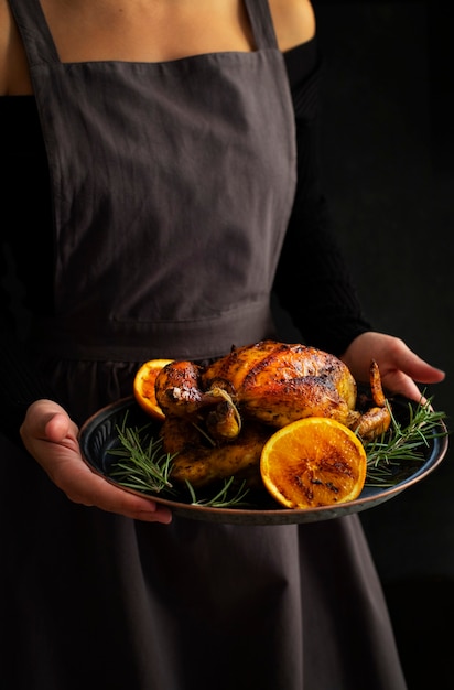 Pollo arrosto con arancia e rosmarino