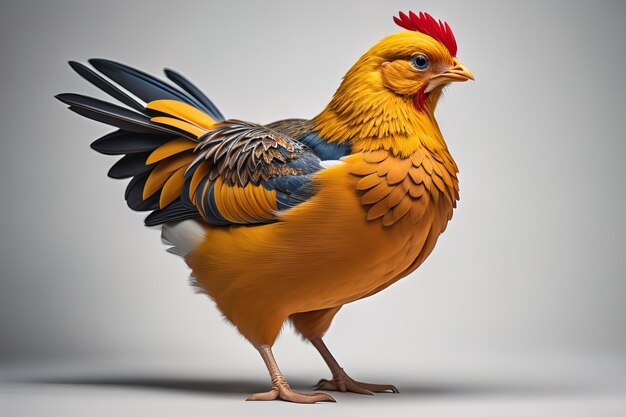 Pollo colorato su uno sfondo a colori solidi foto studio ai generative.