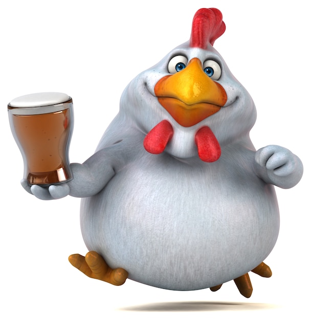 Pollo divertente - Illustrazione 3D