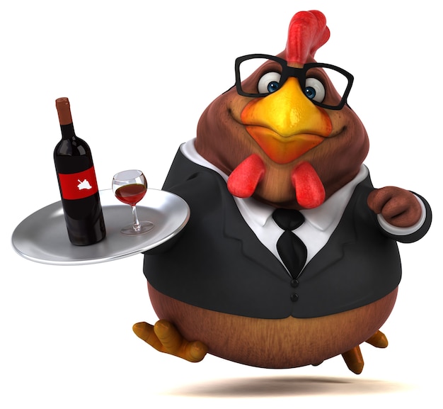 Pollo divertente - illustrazione 3D