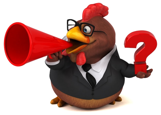 Pollo divertente - Illustrazione 3D