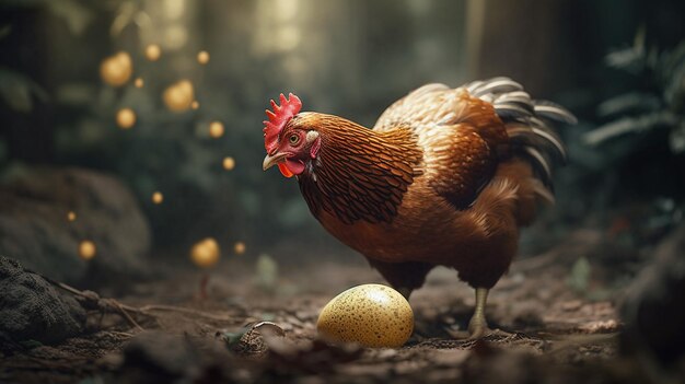 Pollo e uova di Pasqua nel nido Pasqua conceptgenerative ai