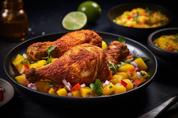 Pollo fritto con salsa di mango