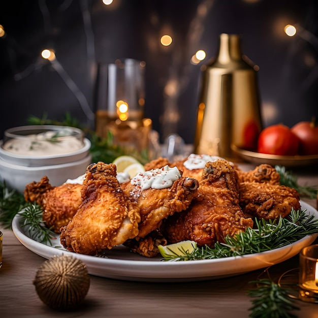 Pollo fritto con salsa