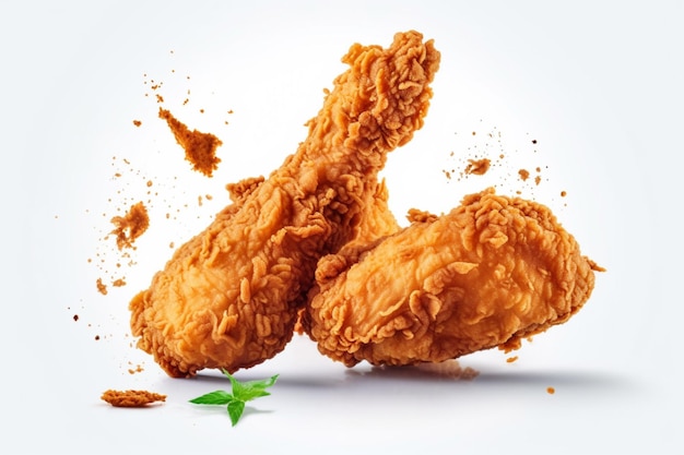pollo fritto in aria con sfondo bianco fotografia di cibo