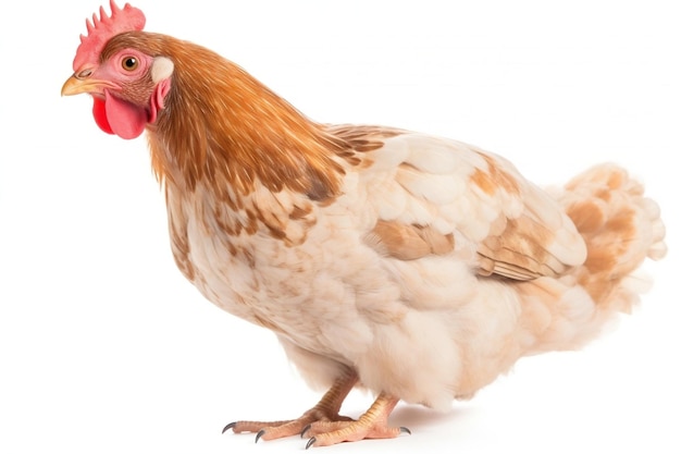 Pollo isolato su sfondo bianco IA generativa