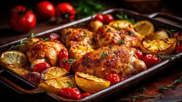 Pollo succoso al forno IA generativa