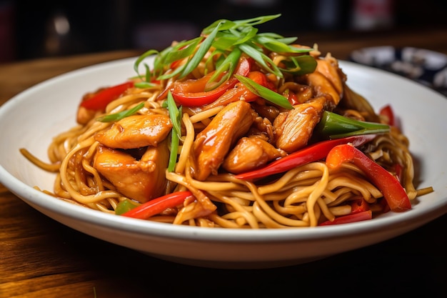 Pollo veloce Lo Mein cibo cinese