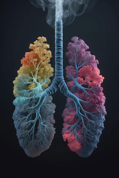 Polmone umano con miscela di fumo colore generativo ai