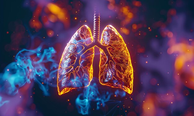 polmoni umani background tecnologico medico concetto di illustrazione 3D