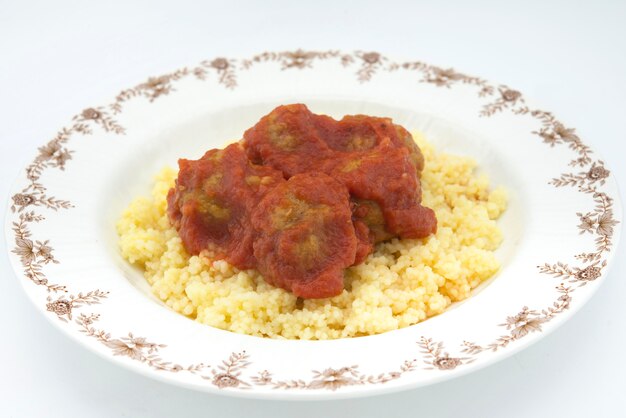 Polpette con tipico couscous marocchino