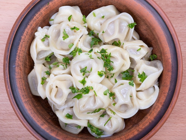 Polpette di carne pelmeni bolliti russi